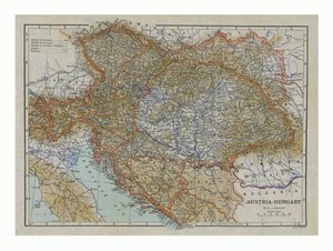 Mapa da Áustria-Hungria, c1910s.