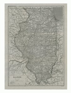 Mapa de Illinois, EUA, c1910s.