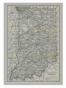 Mapa de Indiana, EUA, c1900s