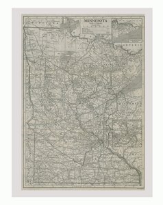 Mapa de Minnesota, EUA, c1900s.