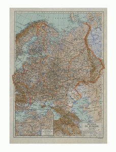 Mapa da Rússia na Europa, c1910s.
