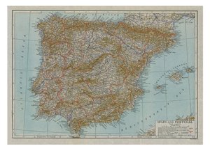 Mapa da Espanha e de Portugal, c1910. de Emery Walker