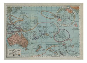 Mapa do Oceano Pacífico, c1910s. de Emery Walker
