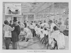 Barbearia em Chicago, Illinois, EUA (gravura) de Emil (after) Limmer