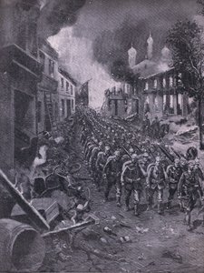 A invasão de Brest-Litowski pelas tropas alemãs , de The Illustrated History of the World War 1914-1915 pub. pela Union Berlagsefellfchaft de Emil (after) Limmer