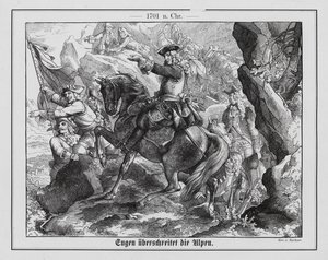 O Príncipe Eugénio de Saboia e o exército austríaco atravessam os Alpes de Emil Eugen Sachsse