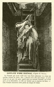Execução de uma Virgem Vestal por quebrar o seu voto de castidade, Roma antiga (gravura) de Emile (after) Signol