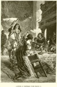 Uma ceia em Whitehall sob Charles II de Emile Antoine Bayard