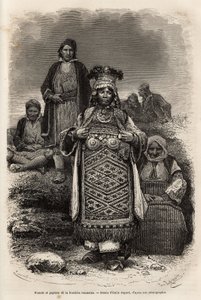 Alianças e camponeses das fronteiras romenas, gravada após o desenho de Emile Bayard, ilustrando a viagem à Bulgária, de Guillaume Lejean, em 1867, publicada em "Le tour du monde" 1873, editada por Edouard Charton, edição Hachette, Paris. Se de Emile Antoine Bayard