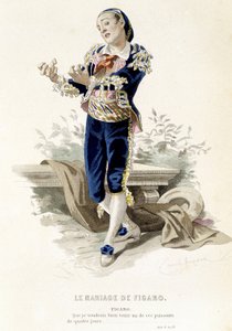 Figaro em "Le mariage de Figaro" - em "Oeuvres complètes de Beaumarchais", desenhos de Emile Bayard, ed. Laplace Sanchez & cie, Paris de Emile Antoine Bayard