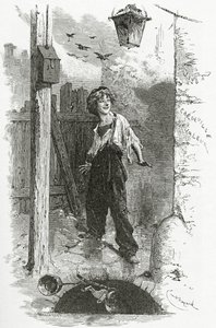 Gavroche, do século XIX (gravura bw) de Emile Antoine Bayard