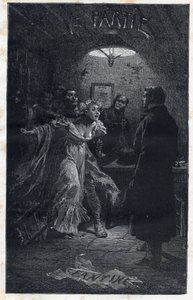 Monsieur Madeleine vem ao resgate de Fantine no momento de sua prisão por Javert - Ilustração de Emile Bayard (1837-1891) para "Les miserables - Premiere partie": Fantine" de Victor Hugo (1802-1885) 1862 de Emile Antoine Bayard