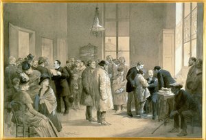 Pacientes mordidos por cães raivosos a serem inoculados contra a hidrofobia no laboratório da Ecole Normale, Paris de Emile Antoine Bayard