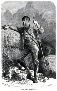 Retrato do turista inglês Emile Bayard - turismo no século XIX - ilustração do livro "Mouros e Personagens dos Povos", edição 1884 - de Emile Antoine Bayard