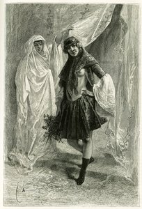 Retrato de Ziba Khanoum, princesa persa. Gravura de E.Bayard, após uma fotografia, para ilustrar a história "Persia, Chaldee e Susiane" em 1881-1882, de Jane Dieulafoy (nee Magre de Emile Antoine Bayard