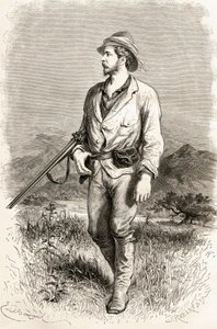 Sir Henry Morton Stanley, ilustração de &39;O mundo nas mãos&39;, gravado por J. Robert, publicado em 1878 de Emile Antoine Bayard