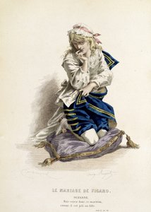 Suzanne em "Le mariage de Figaro" - em "Oeuvres complètes de Beaumarchais", desenhos de Emile Bayard, ed. Laplace Sanchez & cie, Paris de Emile Antoine Bayard