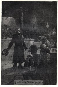 O caso Champmathieu: Monsieur Madeleine revela sua verdadeira identidade no julgamento de um homem pobre, Champmathieu, seu sósia, para evitar que ele seja condenado em seu lugar "Je suis Jean Valjean" - Ilustração de Emile Bayard (1837-1891) por "Les mise