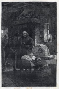 The Myriel Eveque with a Mourning Family - Ilustração de Emile Bayard (1837-1891) para "The Miserables - First Part": Fantine" de Victor Hugo (1802-1885) 1862 de Emile Antoine Bayard