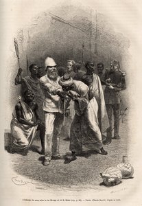 A troca de sangue entre o Rei Rionga e Sir Baker, depois de beber uma grande quantidade de cidra de banana e de passar uma noite a observar e a observar os jovens, a cerimónia tem lugar, cada um por sua vez cortam os antebraços e bebem uma gota de sangue,  de Emile Antoine Bayard