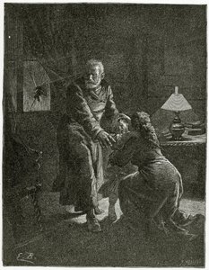 O ataque da noite Place des Barricades - ilustração do Depuis l&39;exil, do século XIX (gravura bw) de Emile Antoine Bayard
