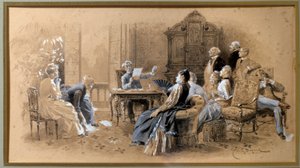 O escritor Alexandre Dumas Jr. (1824-1895) lendo suas obras Lavis d