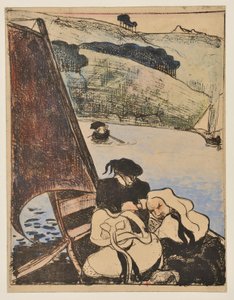 Bretões num barco no Aven de Emile Bernard