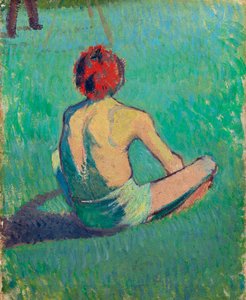 Rapaz sentado na relva - Pintura de Emile Bernard (1868-1941), óleo sobre tela