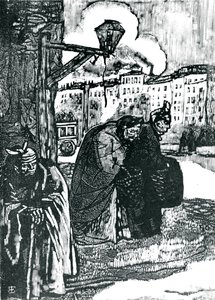 Ilustração para Poemas de Charles Baudelaire (1821-67) (xilogravura) (foto a p/b) de Emile Bernard