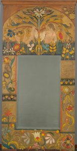 Moldura de espelho decorada com plantas, flores e duas figuras femininas de Emile Bernard