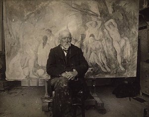 Paul Cézanne no seu estúdio em Les Lauves, 1904. de Emile Bernard