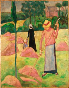 Mulher com ancinho ... (óleo sobre tela) de Emile Bernard