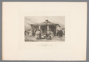 Groep soldado em um campo
Metz 8 de Outubro de 1870/ Soldados de cavalaria isolados bivouac na Praça Saint Simon no Forte Moselle (título sobre o objecto)
Franse etsen uit 1875 (título da série)
Etching em 1875 (título da série) de Emile Boilvin