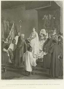 Maria da Borgonha jurando respeitar os direitos da cidade de Bruxelas (gravura) de Emile Charles Wauters