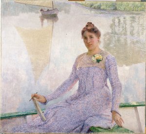 Retrato da artista Anna De Weert de Emile Claus