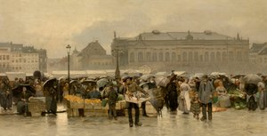 O mercado em frente ao teatro de Antuérpia de Emile Claus