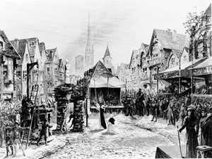 Joana d&39;Arc queimada viva na Praça da Cidade Velha, de &39;Joana d&39;Arc a Rouen&39;, c.1900 de Emile Deshays