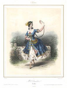 A bailarina francesa Adele Dumilatre dançando na Ópera de Paris, c1840 (cor litho)