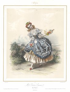A bailarina francesa Pauline Leroux dançando na Ópera de Paris, c1840 (cor litho)