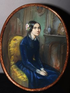 Retrato de Idalia Poletika (?) (Retrato de I. Poletika). Trabalho de Emile Francois Dessain (1808-1882), aguarela e pastel sobre papel de Emile Francois Dessain