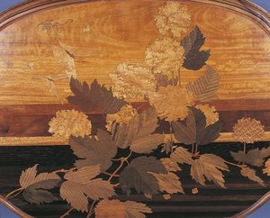 Grande plano de uma mesa de chá oval, França de Emile Galle