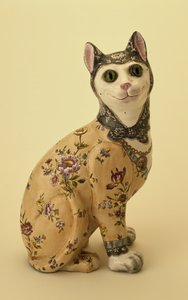 Figura de um gato (faiança de estanho vidrada)