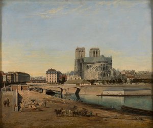 Abside de Notre-Dame, vista do Quai de la Tournelle, 1860. de Emile Harrouart