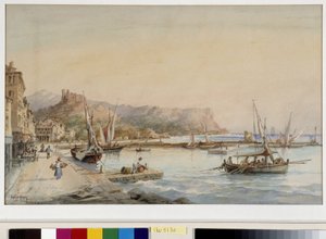 Vista do porto de Cassis Aquarela de Emile Henry (1822-1920) Fundação a respeito de Provence, Marselha de Emile Henry