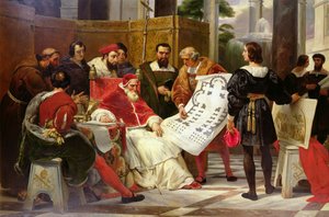 O papa Júlio II ordenou que Bramante, Michelangelo e Rafael construíssem o Vaticano e São Pedro, em 1827 (detalhe de 157491)