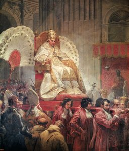 Papa 8 (1761-1830) em St. Peter está na Sede Gestatória de 1829 (ver também 182515) de Emile Jean Horace Vernet
