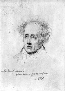 Retrato de François René (1768-1848) Vicomte de Chateaubriand, c.1829 de Emile Jean Horace Vernet