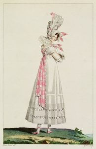 Vestido de verão, fashion plate de &39;Incrível e maravilhoso&39;, gravado por Georges Jacques Gatine (1773-1831), c.1815 de Emile Jean Horace Vernet
