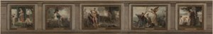 Esboço para a câmara municipal do 16º arrondissement de Paris (salão em hémicycle): Infância, juventude, objetivo, glória, velhice: As idades da vida, em 1884 (óleo sobre tela) de Emile Levy
