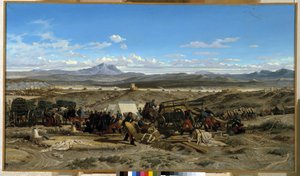 Acampe ao meio-dia. Pintura de Emile Loubon (1809-1863). Óleo sobre tela. Musee Granet, Aix en provence